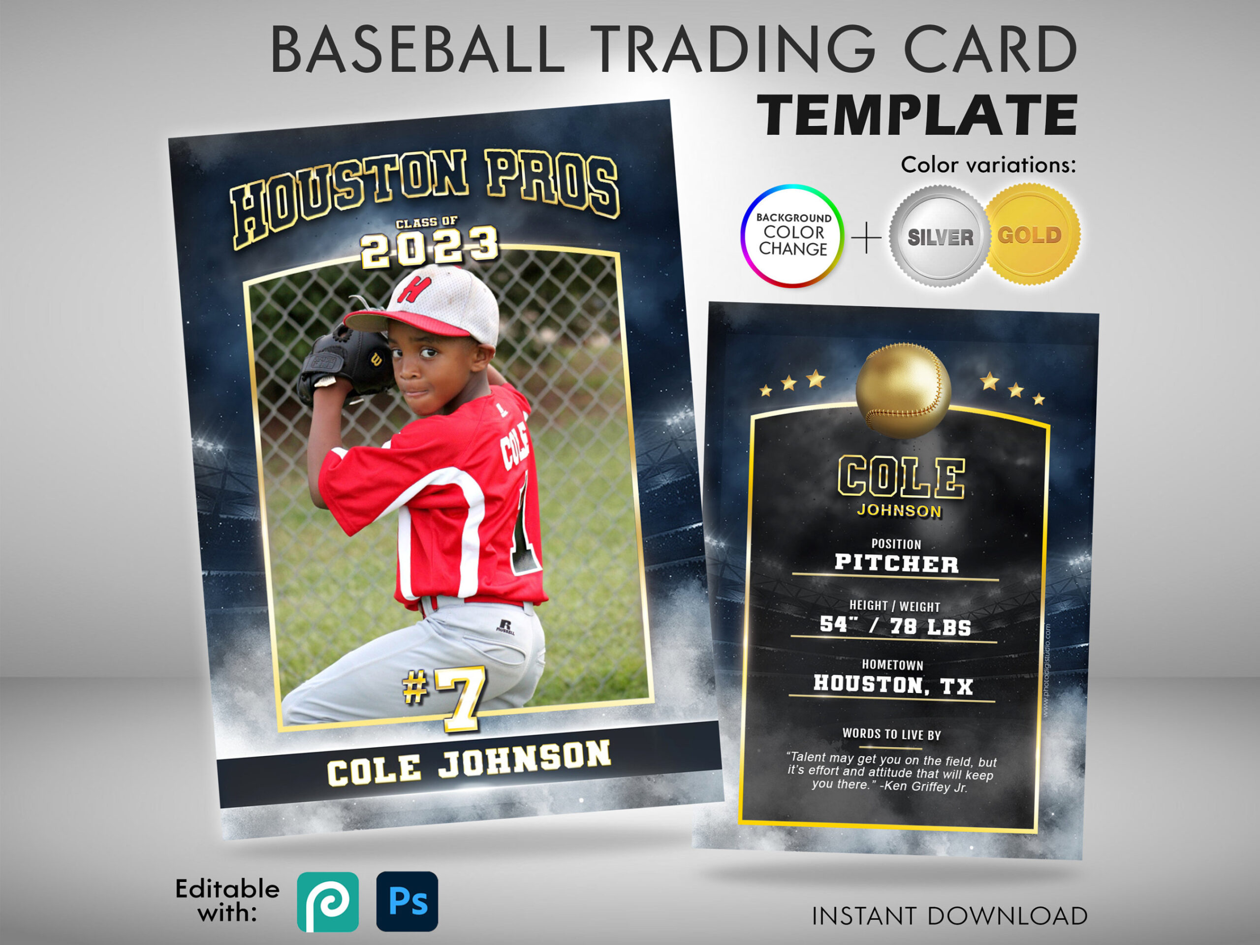 Baseball Card Template, Stadium Trading Card Template, Custom
