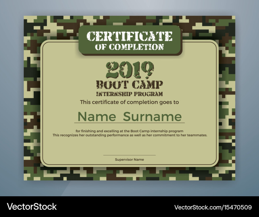 Boot camp internship program certificate template Vector Image