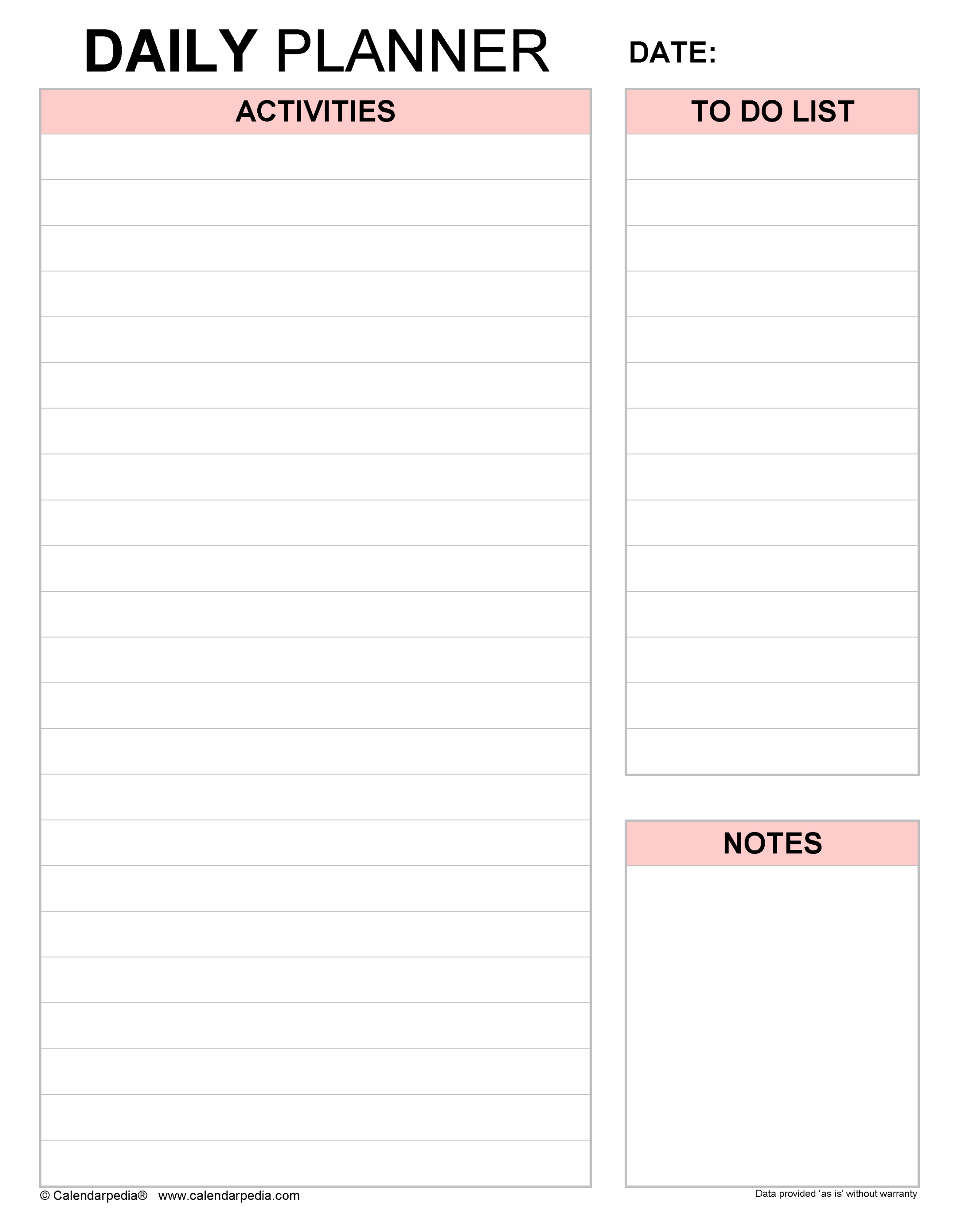 Daily Planners in Microsoft Word Format - + Templates