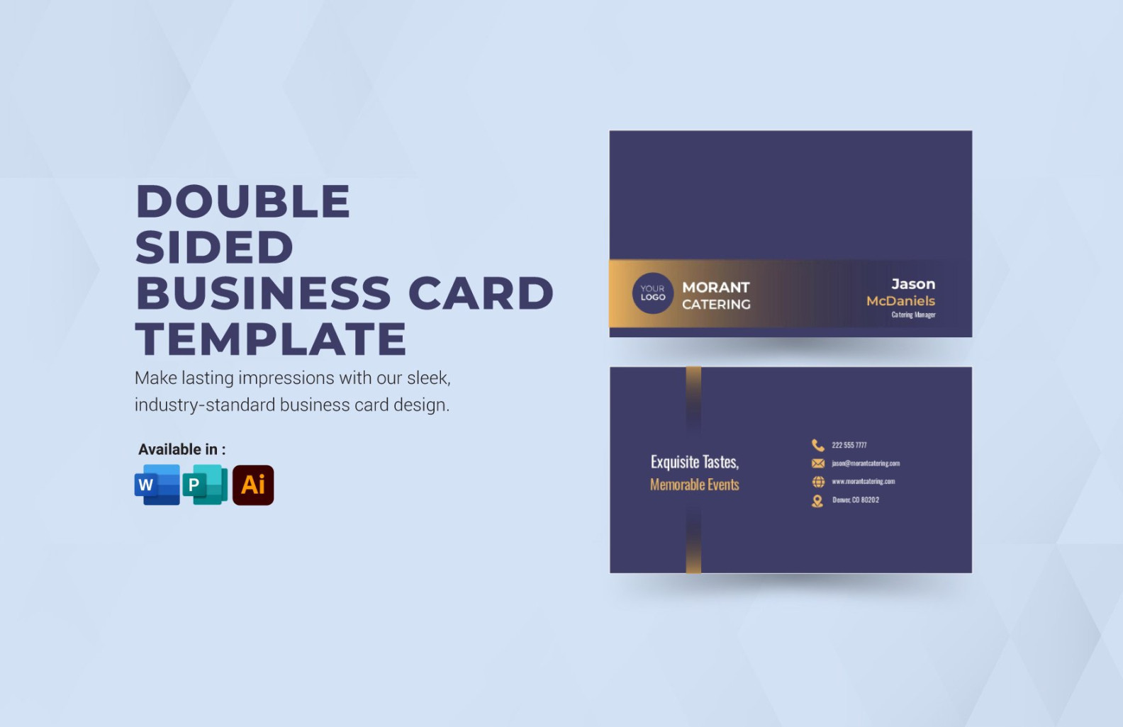 Double Sided Business Card Template in Word, Illustrator