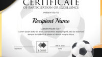 Certificate Of Achievement In Soccer