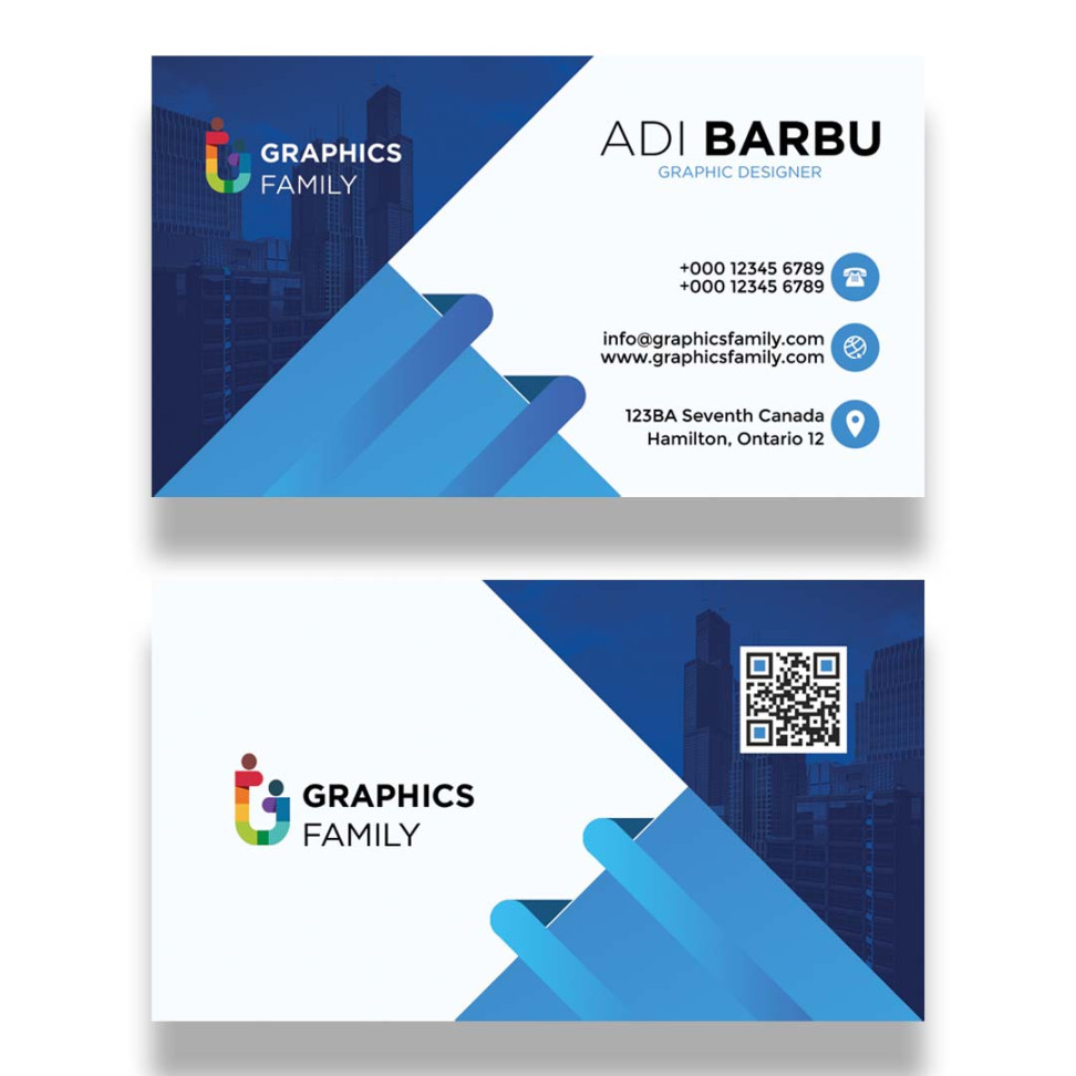 Free Blue Business Card Design Template – GraphicsFamily