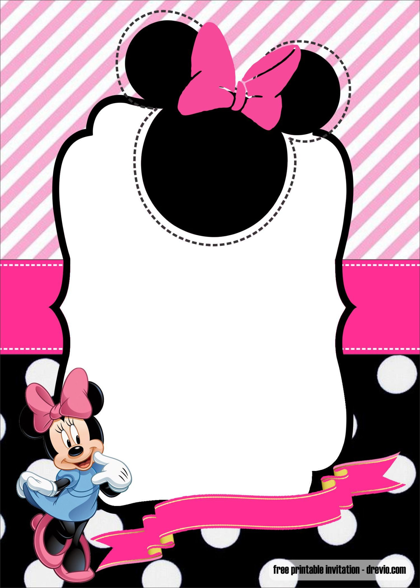 FREE Minnie Mouse st birthday invitation template