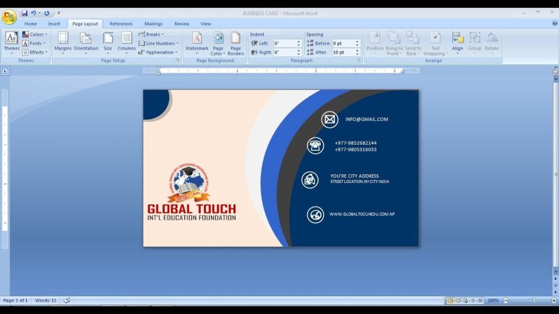 How to make Business Card Design in ms word  Visiting card design in ms  word