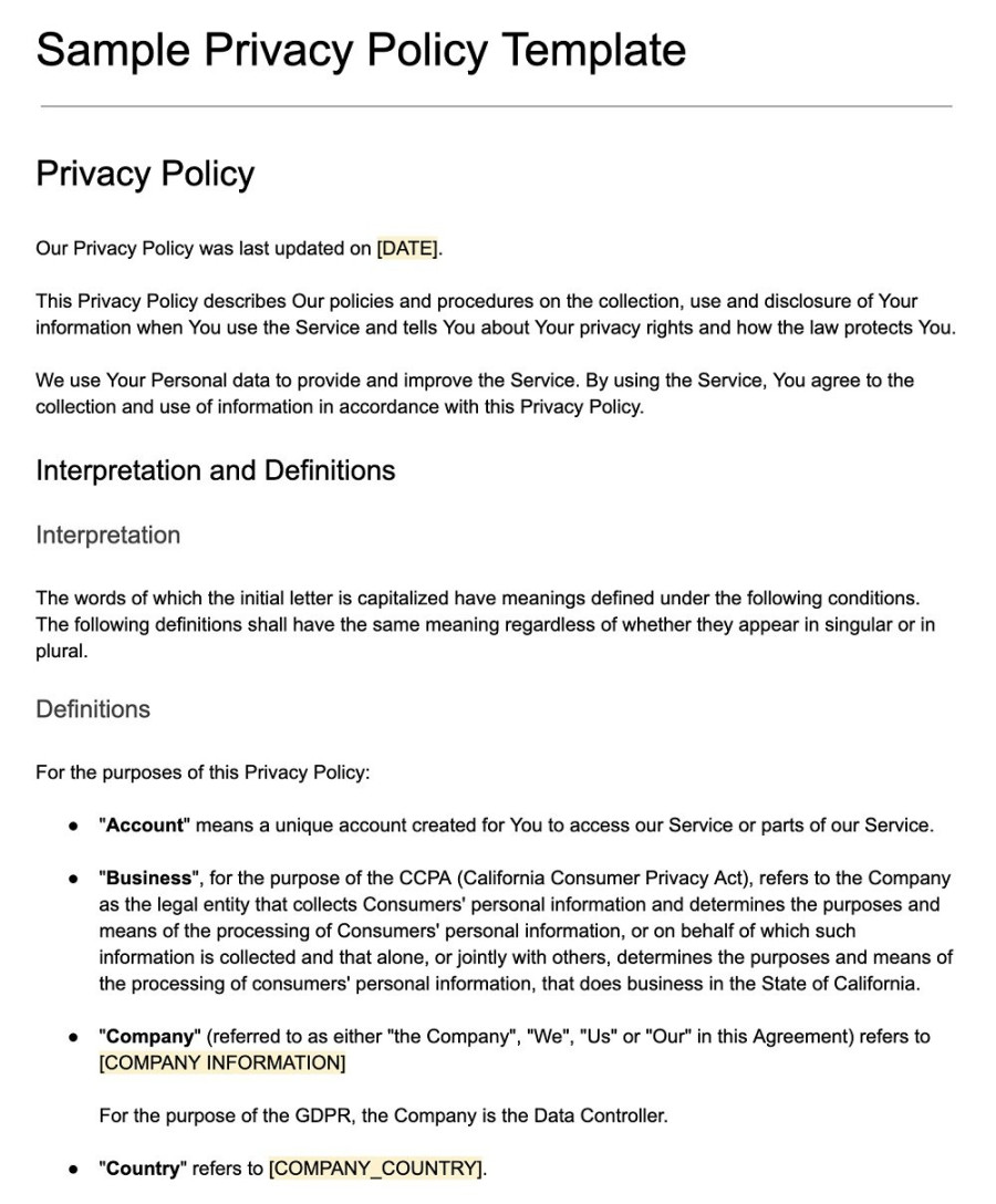 Privacy Policy Template - TermsFeed