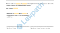 Share Certificate Template – For Use In Australian Companies