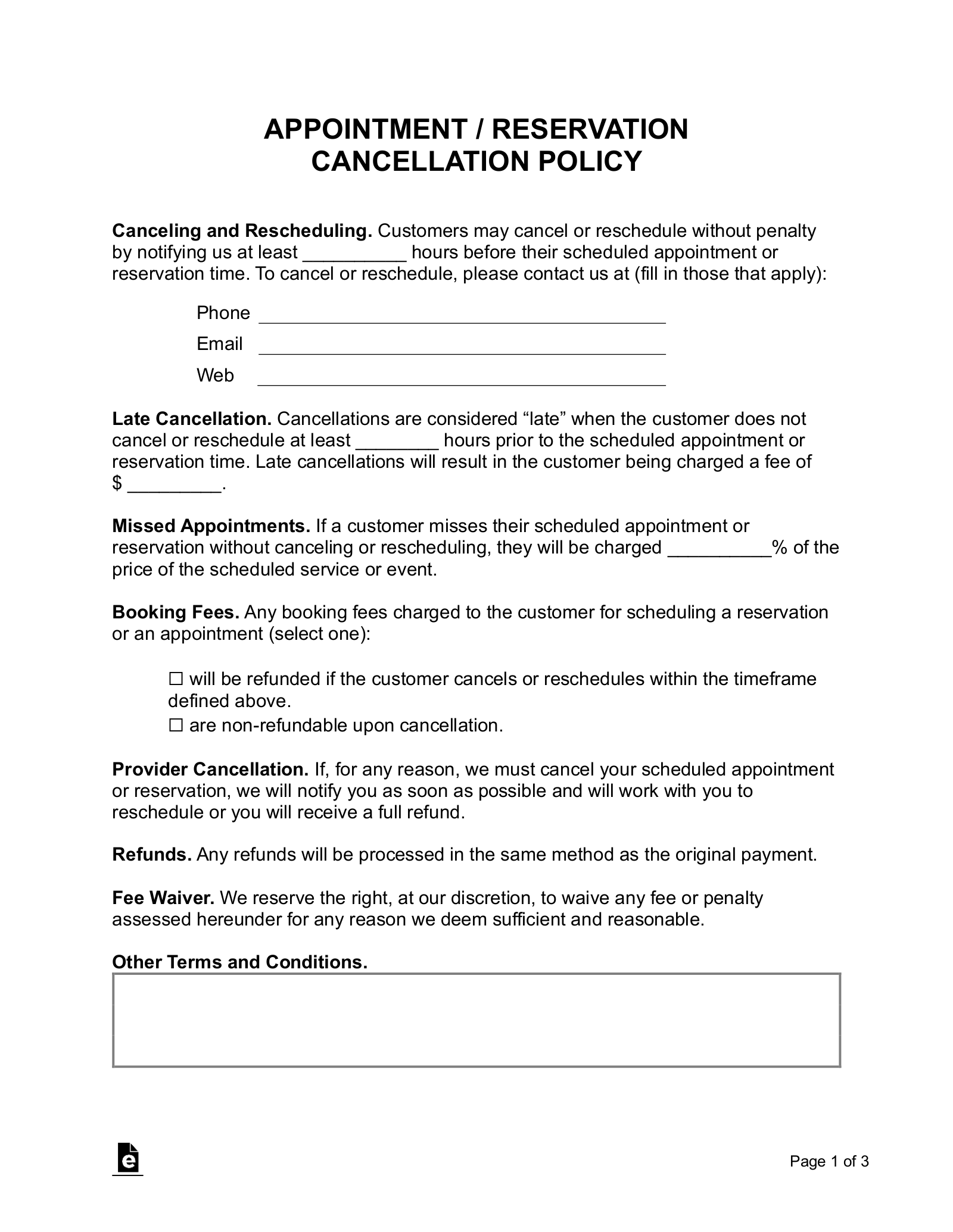 30-day-cancellation-policy-template