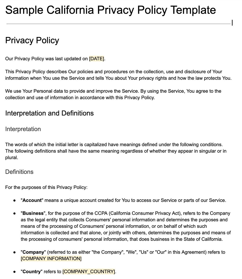 california-website-privacy-policy-template