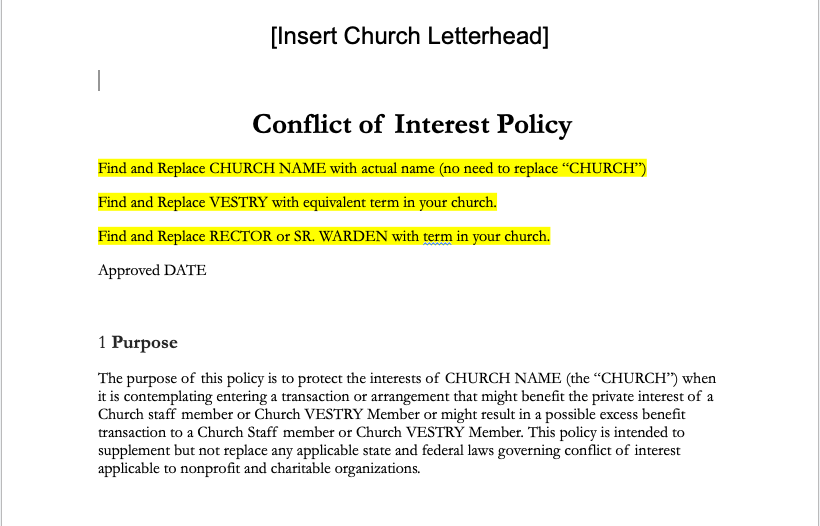church-conflict-of-interest-policy-template