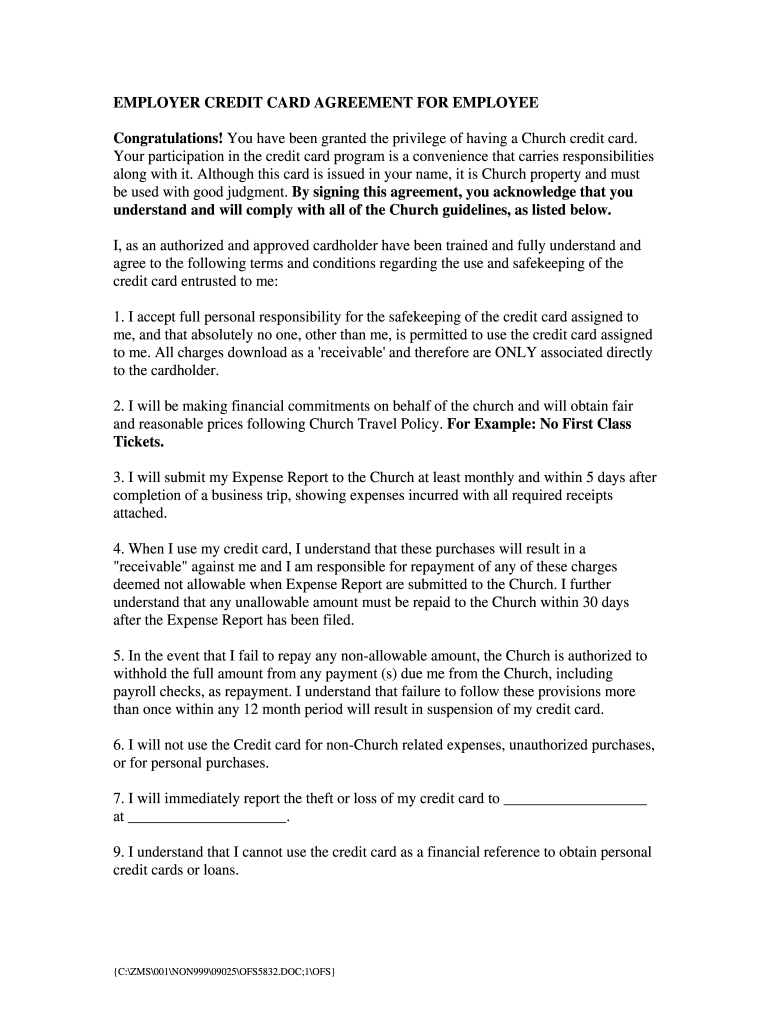 church-credit-card-policy-template