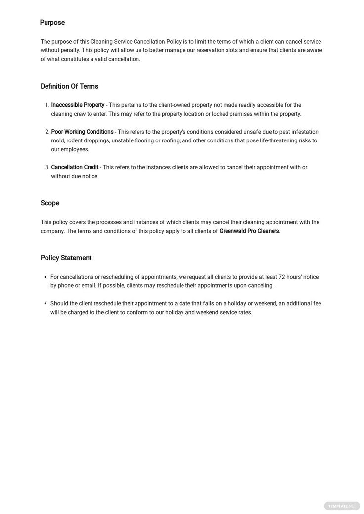 cleaning-company-cancellation-policy-template