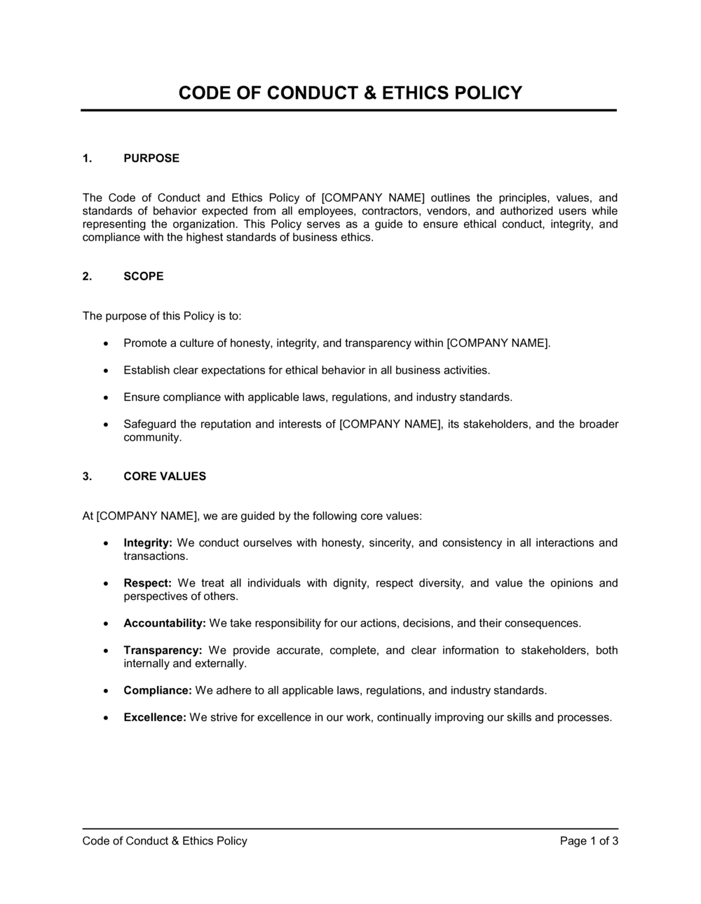 code-of-ethics-and-business-conduct-policy-template