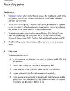 company-fire-safety-policy-template