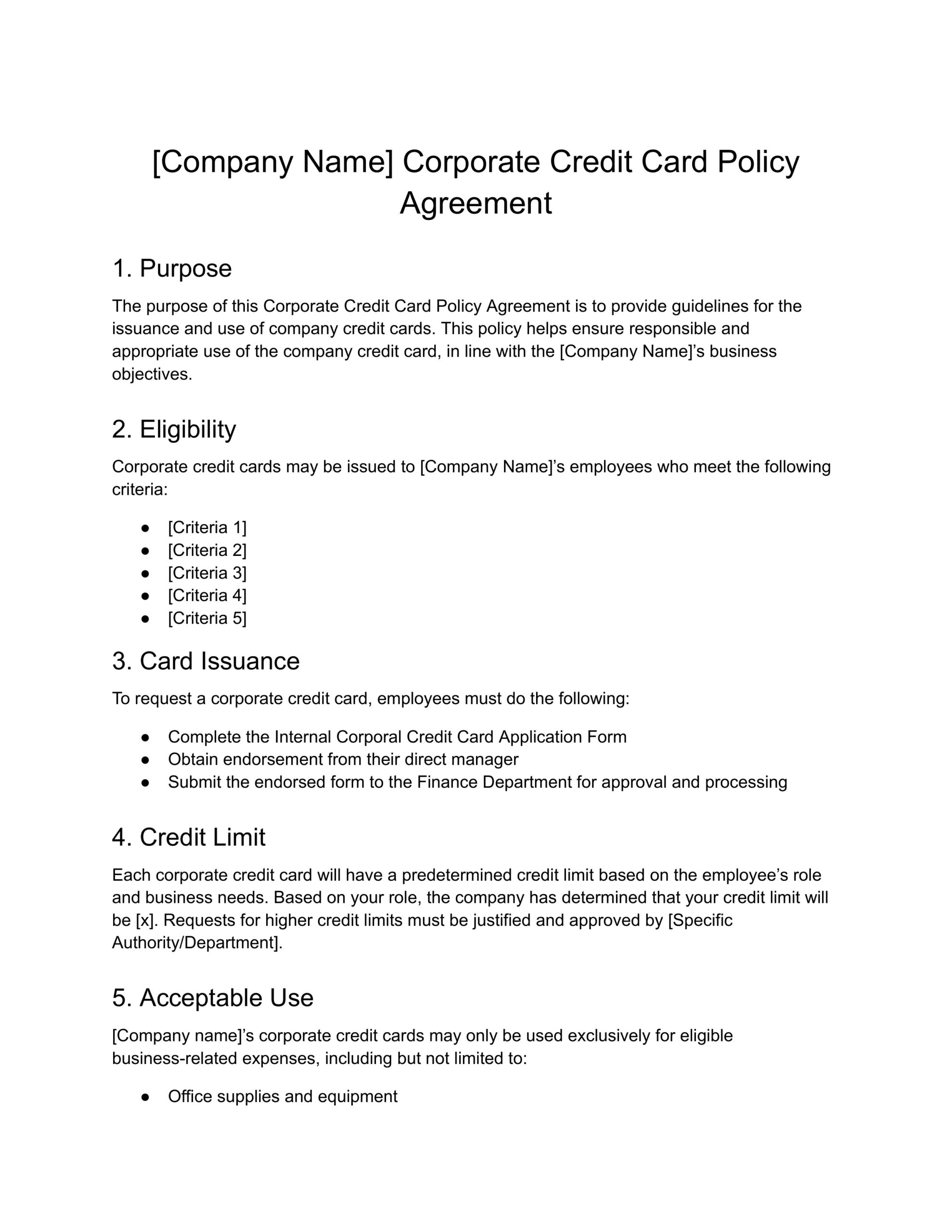 company-issued-credit-card-policy-template