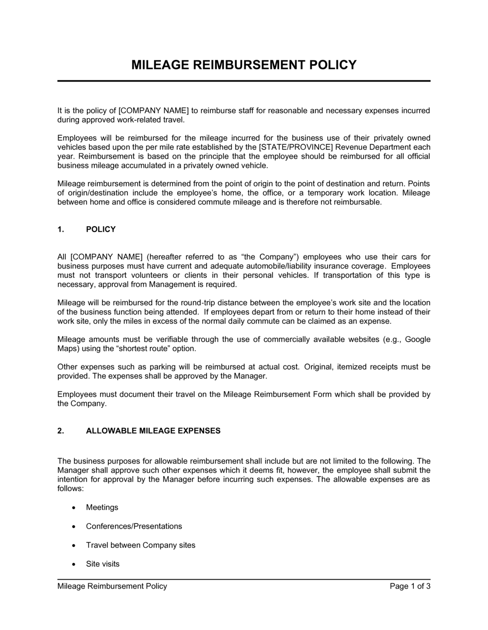 company-mileage-reimbursement-policy-template
