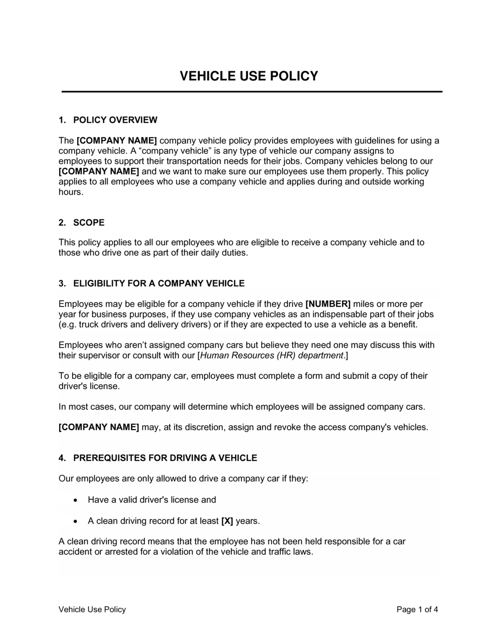 company-vehicle-policy-template-free