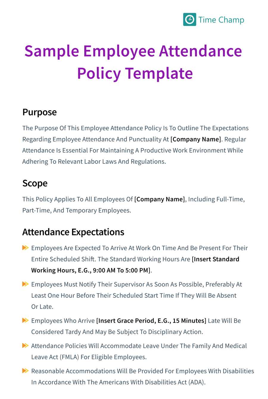 free-employee-attendance-policy-template