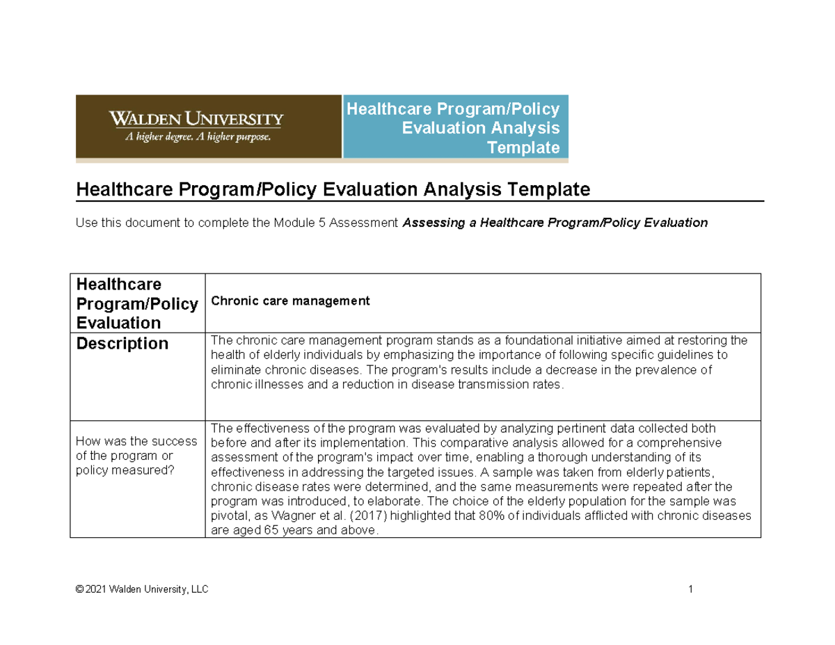 healthcare-program-policy-evaluation-analysis-template