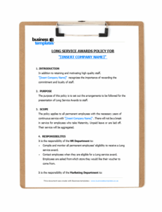 long-service-award-policy-template