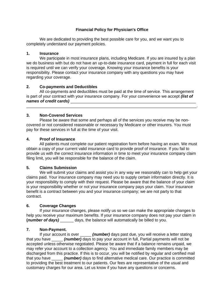 medical-office-financial-policy-template