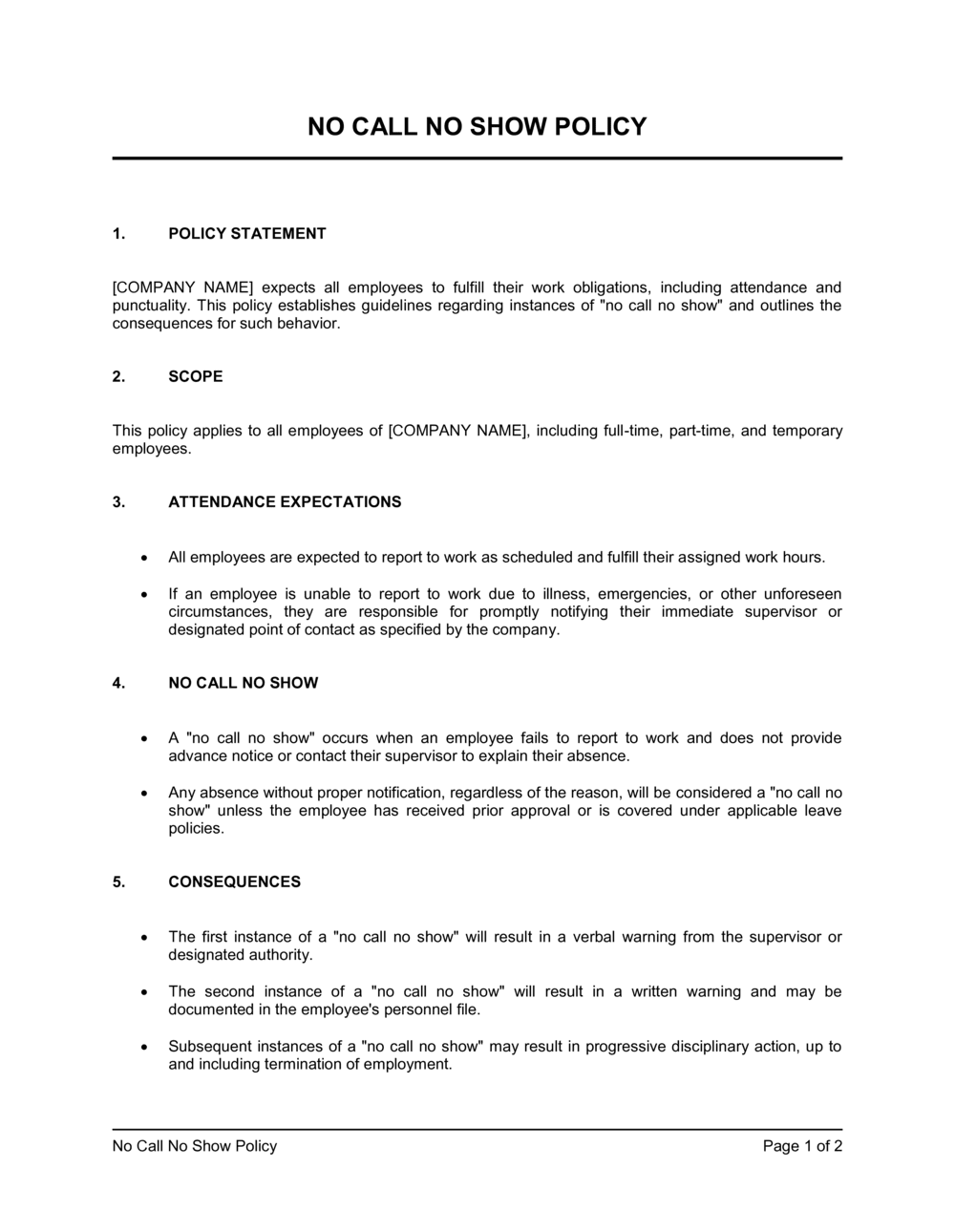 no-call-no-show-policy-template