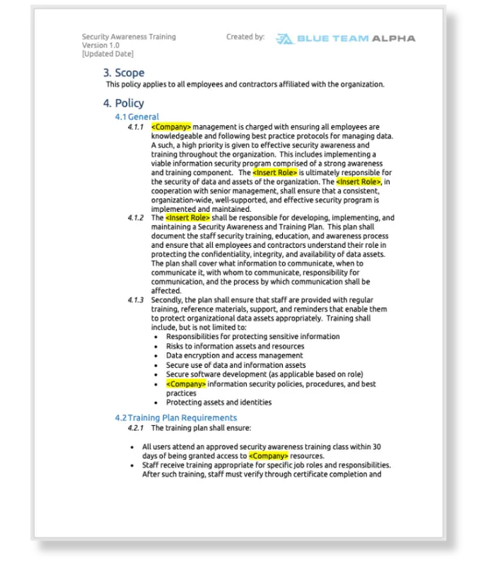 security-awareness-training-policy-template