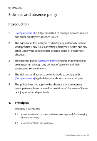 sickness-and-absence-policy-template