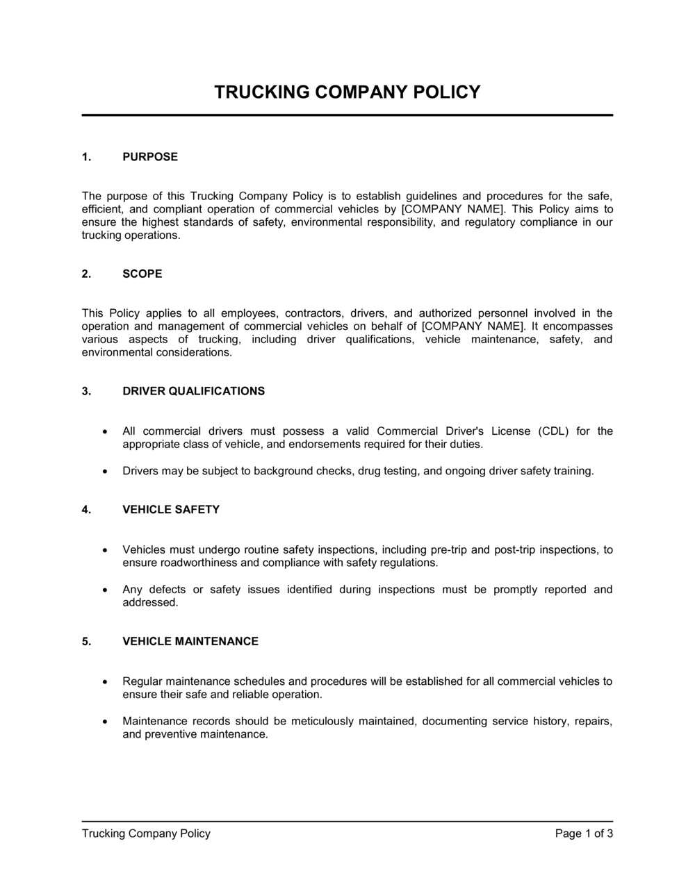 trucking-company-safety-policy-template