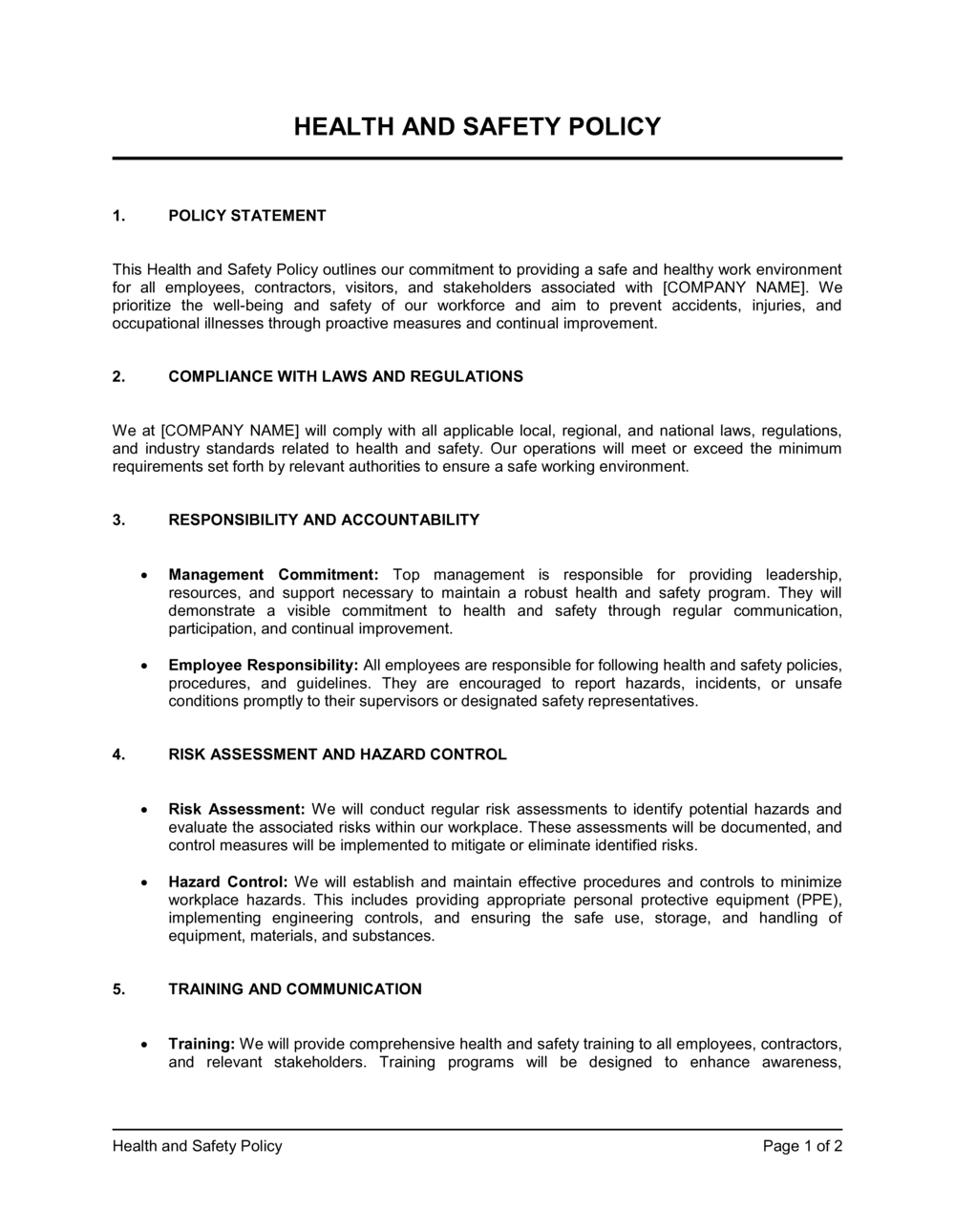 warehouse-health-and-safety-policy-template