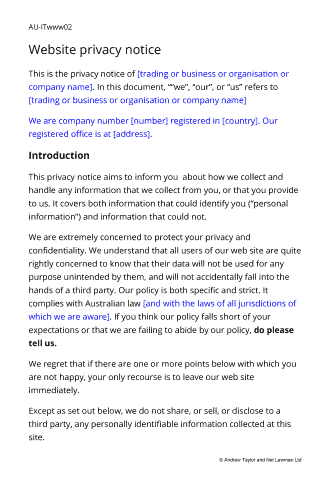 website-privacy-policy-template-australia
