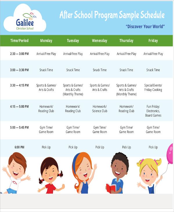 after-school-program-schedule-template