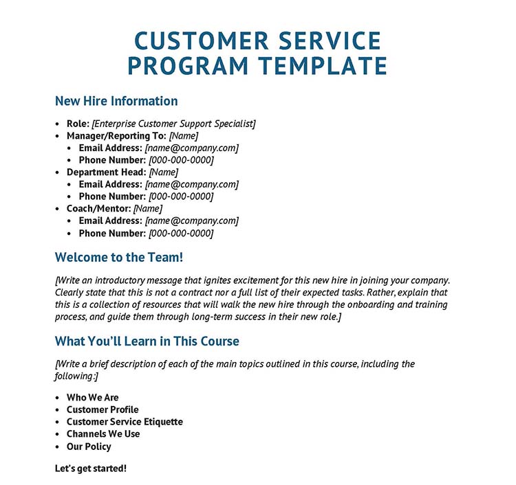 customer-service-training-program-template