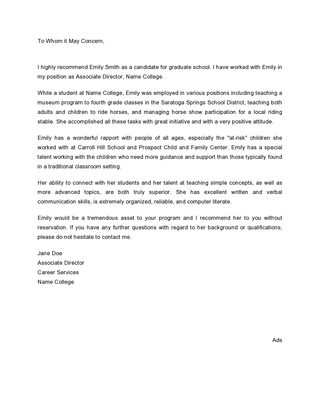 graduate-program-recommendation-letter-template