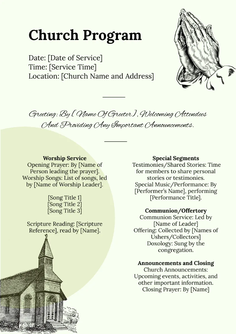 one-page-church-program-template