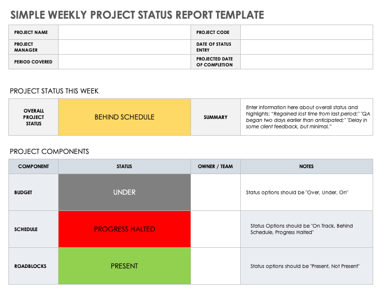 weekly-program-status-report-template